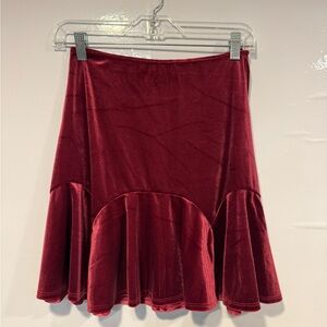 Elegant Velvet Red Blue Rain Skirt NWT